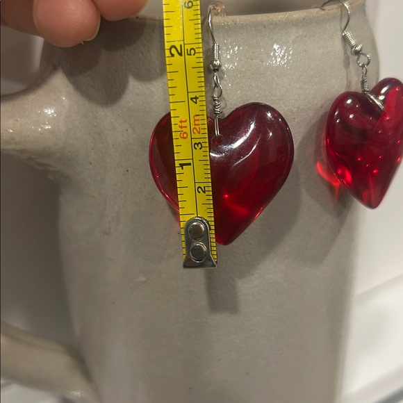 Handmade Red Heart Resin Earrings - Picture 6 of 6